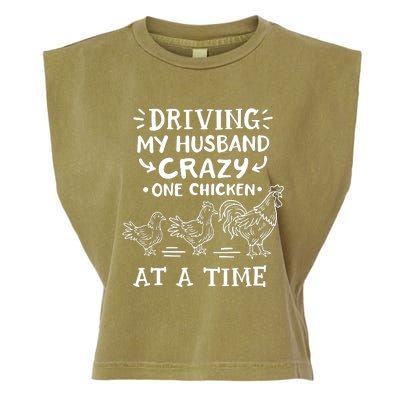 Crazy Chicken Lady Funny Chicken Garment-Dyed Women's Muscle Tee