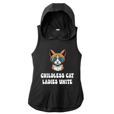 Childless Cat Ladies Unite Funny Cute Ladies PosiCharge Tri-Blend Wicking Draft Hoodie Tank