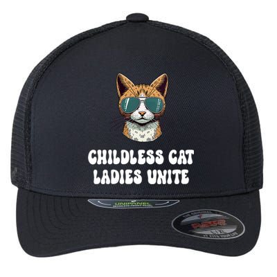 Childless Cat Ladies Unite Funny Cute Flexfit Unipanel Trucker Cap