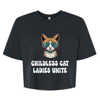 Childless Cat Ladies Unite Funny Cute Bella+Canvas Jersey Crop Tee