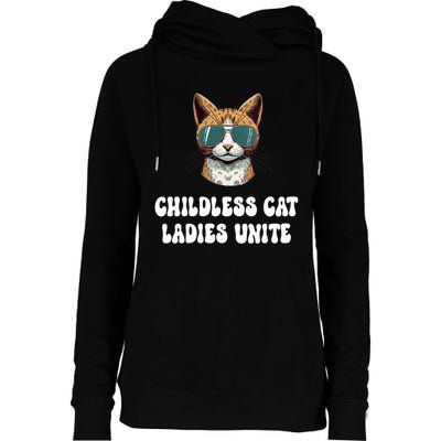 Childless Cat Ladies Unite Funny Cute Womens Funnel Neck Pullover Hood