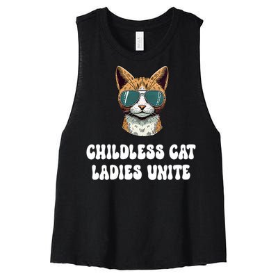 Childless Cat Ladies Unite Funny Cute Women's Racerback Cropped Tank