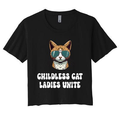 Childless Cat Ladies Unite Funny Cute Women's Crop Top Tee