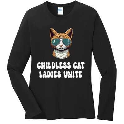 Childless Cat Ladies Unite Funny Cute Ladies Long Sleeve Shirt