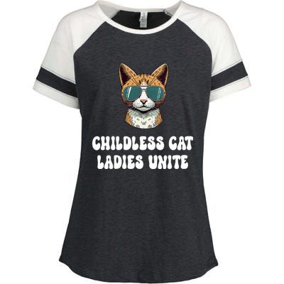 Childless Cat Ladies Unite Funny Cute Enza Ladies Jersey Colorblock Tee