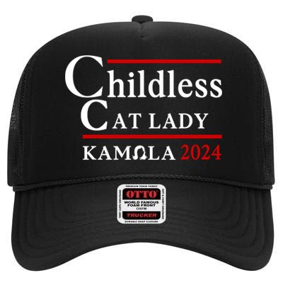 Childless Cat Lady 2024 Kamala High Crown Mesh Back Trucker Hat