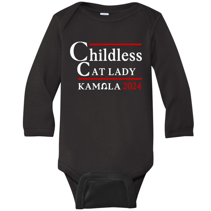 Childless Cat Lady 2024 Kamala Baby Long Sleeve Bodysuit