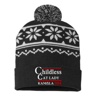 Childless Cat Lady 2024 Kamala USA-Made Snowflake Beanie