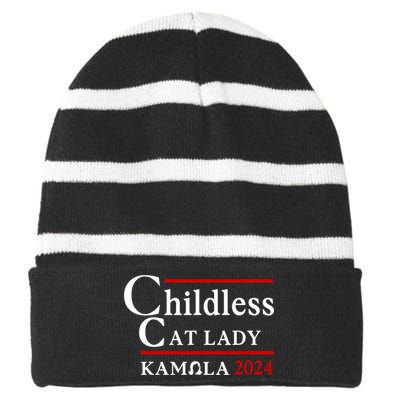 Childless Cat Lady 2024 Kamala Striped Beanie with Solid Band