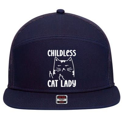 Childless Cat Lady 2024 Funny Political Elections Democrat Kamala Harris 2024 7 Panel Mesh Trucker Snapback Hat