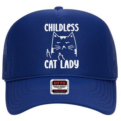 Childless Cat Lady 2024 Funny Political Elections Democrat Kamala Harris 2024 High Crown Mesh Back Trucker Hat