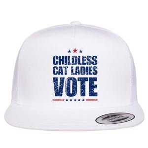 Childless Cat Ladies Vote Funny Vote 2024 Flat Bill Trucker Hat