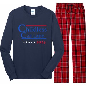 Childless Cat Lady 2024 Funny Political Elections Democrat Kamala Harris 2024 Long Sleeve Pajama Set