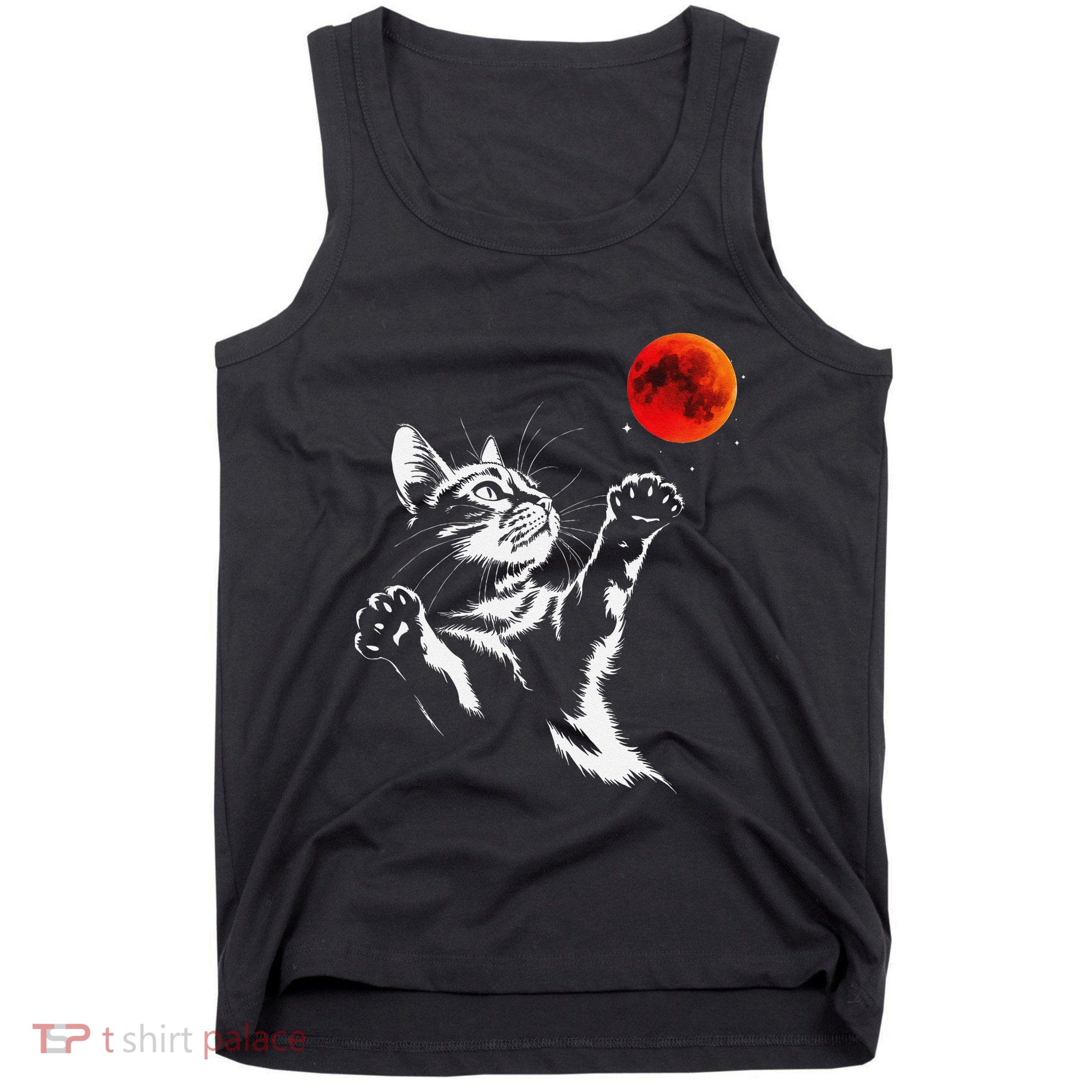 Curious Cat Lunar Eclipse 14 March 2025 Blood Moon Women Tank Top