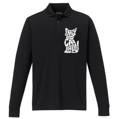 Crazy Cat Lady Performance Long Sleeve Polo