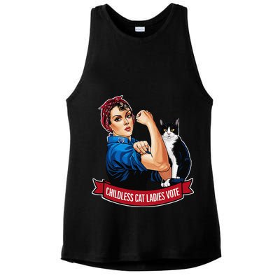 Childless Cat Ladies Vote Rosie The Riveter Ladies PosiCharge Tri-Blend Wicking Tank