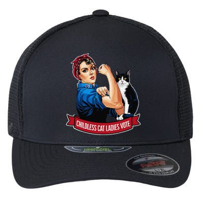 Childless Cat Ladies Vote Rosie The Riveter Flexfit Unipanel Trucker Cap