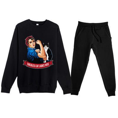 Childless Cat Ladies Vote Rosie The Riveter Premium Crewneck Sweatsuit Set