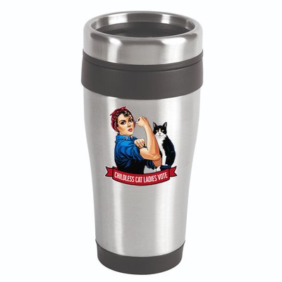 Childless Cat Ladies Vote Rosie The Riveter 16oz Travel Tumbler