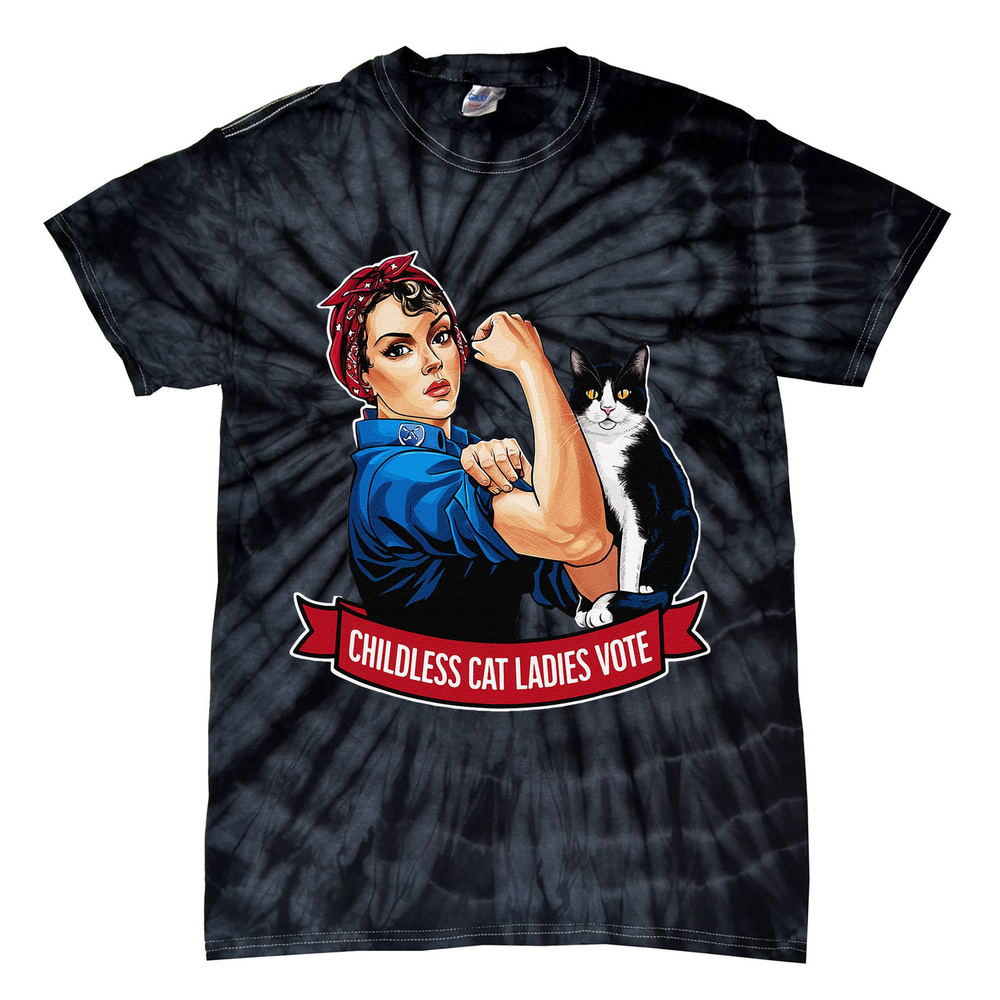 Childless Cat Ladies Vote Rosie The Riveter Tie-Dye T-Shirt