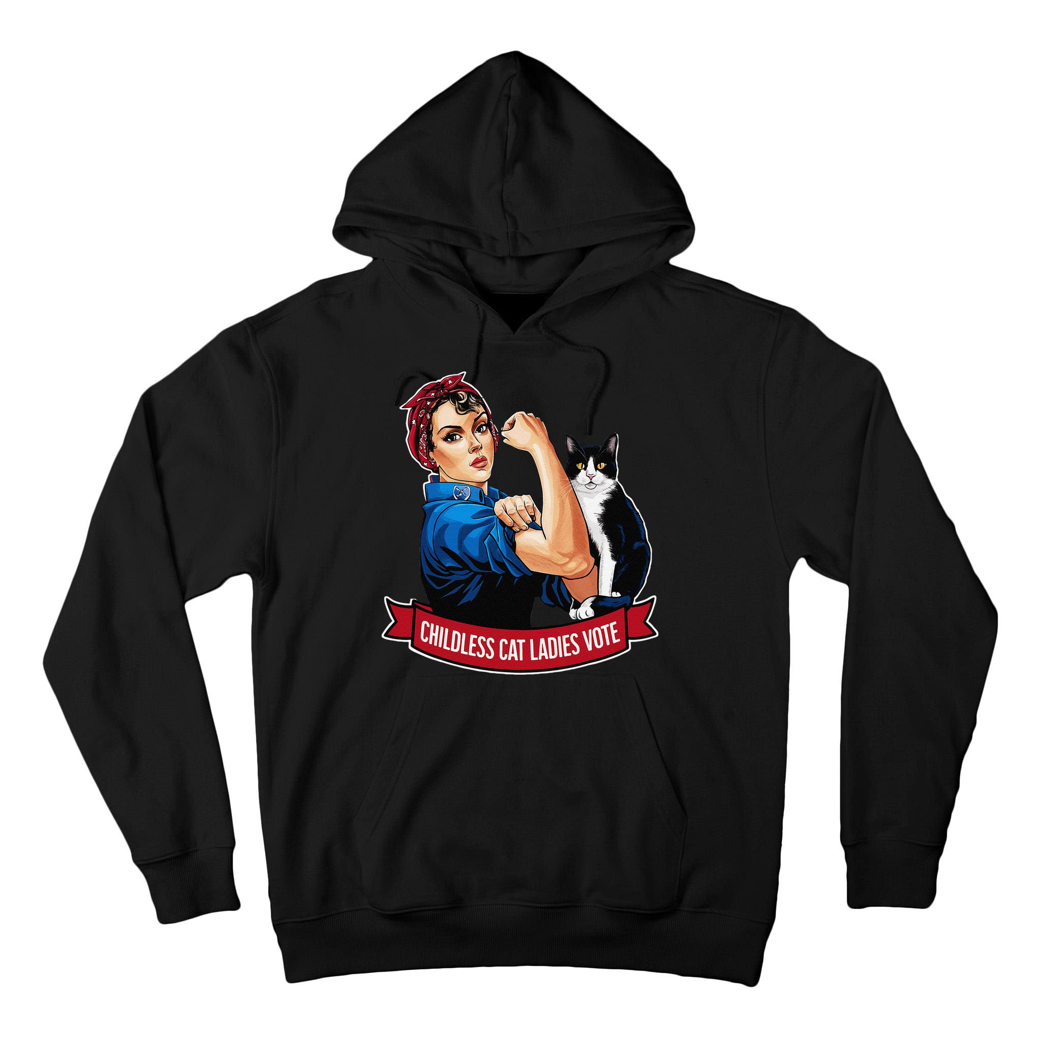 Childless Cat Ladies Vote Rosie The Riveter Tall Hoodie