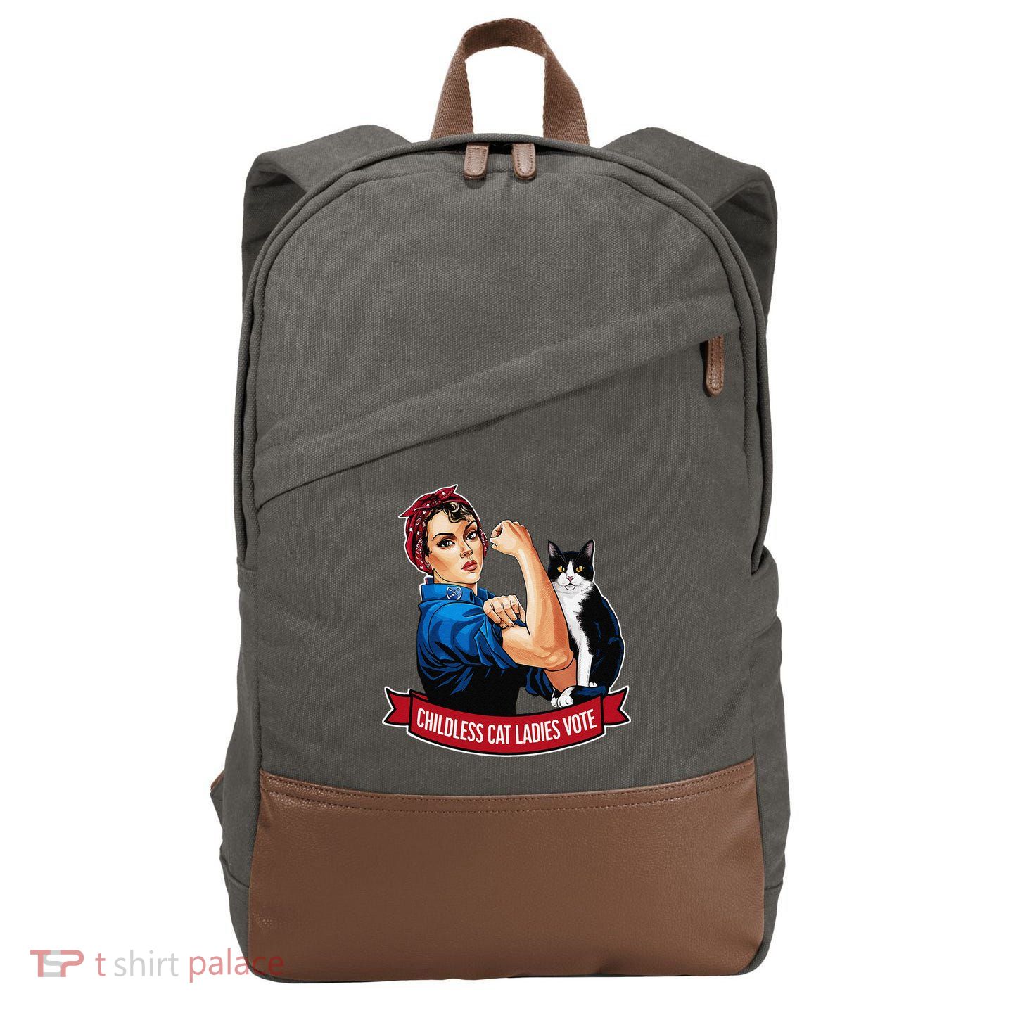 Childless Cat Ladies Vote Rosie The Riveter Cotton Canvas Backpack