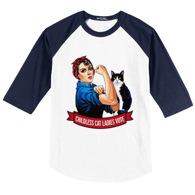 Childless Cat Ladies Vote Rosie The Riveter Baseball Sleeve Shirt