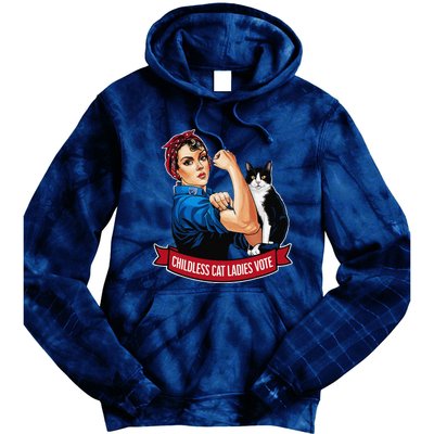 Childless Cat Ladies Vote Rosie The Riveter Tie Dye Hoodie