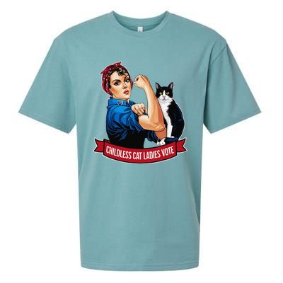 Childless Cat Ladies Vote Rosie The Riveter Sueded Cloud Jersey T-Shirt