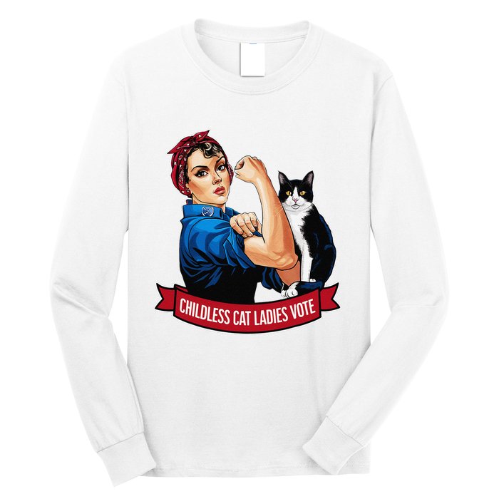 Childless Cat Ladies Vote Rosie The Riveter Long Sleeve Shirt