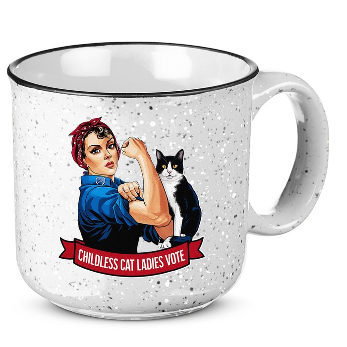 Childless Cat Ladies Vote Rosie The Riveter 15oz Campfire Ceramic Mug