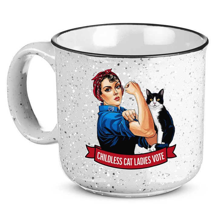 Childless Cat Ladies Vote Rosie The Riveter 15oz Campfire Ceramic Mug