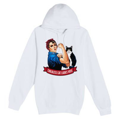 Childless Cat Ladies Vote Rosie The Riveter Premium Pullover Hoodie