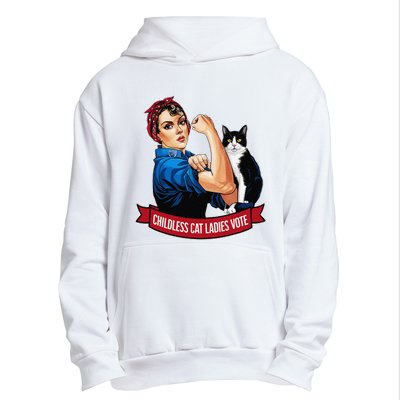 Childless Cat Ladies Vote Rosie The Riveter Urban Pullover Hoodie