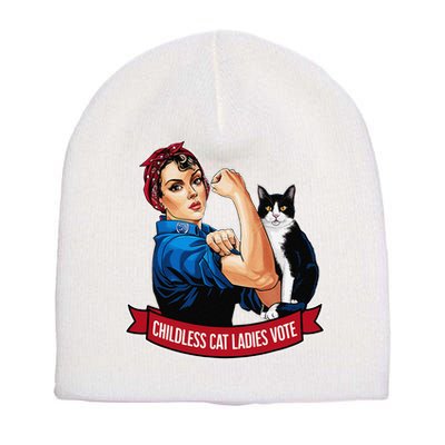Childless Cat Ladies Vote Rosie The Riveter Short Acrylic Beanie