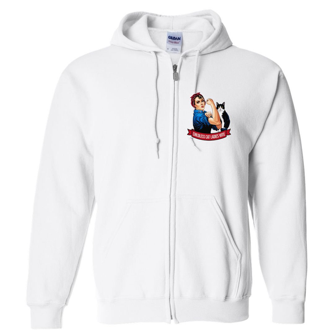 Childless Cat Ladies Vote Rosie The Riveter Full Zip Hoodie