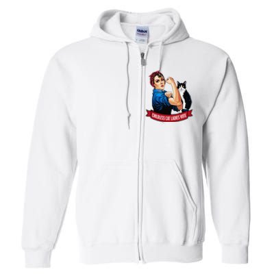 Childless Cat Ladies Vote Rosie The Riveter Full Zip Hoodie