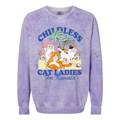 Childless Cat Ladies Vote Rosie The Riveter Kamala Summer Colorblast Crewneck Sweatshirt