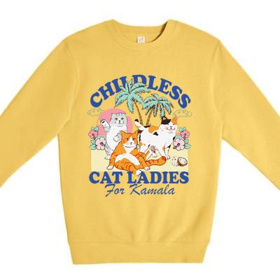 Childless Cat Ladies Vote Rosie The Riveter Kamala Summer Premium Crewneck Sweatshirt