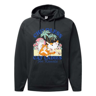 Childless Cat Ladies Vote Rosie The Riveter Kamala Summer Performance Fleece Hoodie