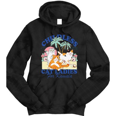 Childless Cat Ladies Vote Rosie The Riveter Kamala Summer Tie Dye Hoodie