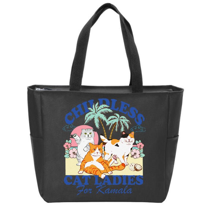 Childless Cat Ladies Vote Rosie The Riveter Kamala Summer Zip Tote Bag