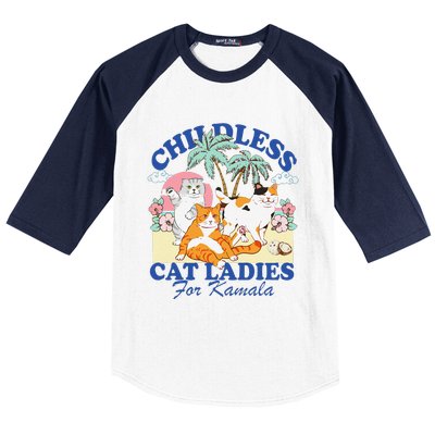 Childless Cat Ladies Vote Rosie The Riveter Kamala Summer Baseball Sleeve Shirt