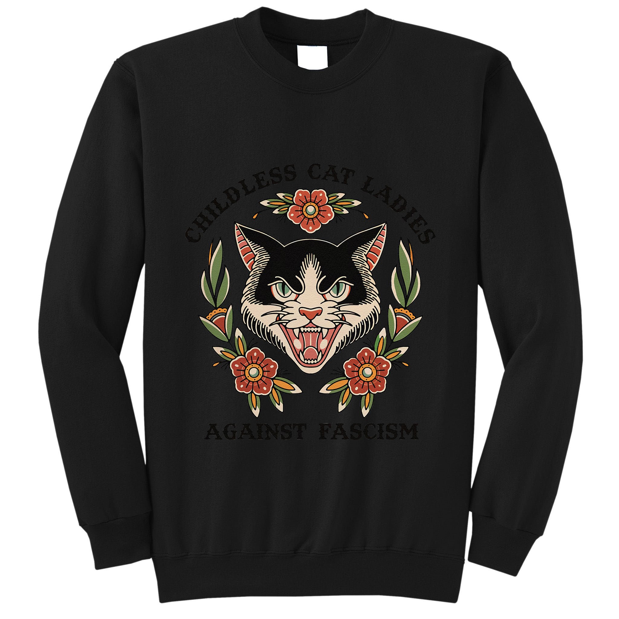 Childless Cat Ladies Against Fascism Tall Sweatshirt