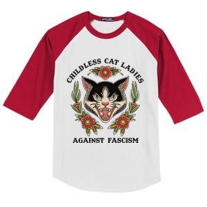 Childless Cat Ladies Against Fascism Kids Colorblock Raglan Jersey