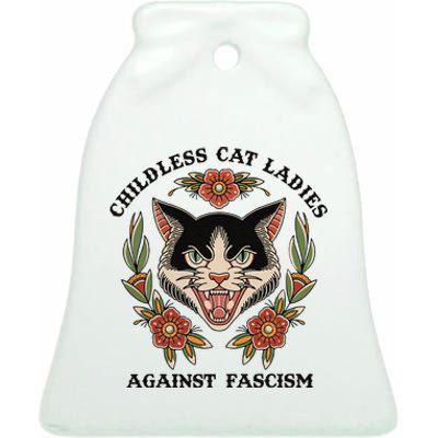 Childless Cat Ladies Against Fascism Ceramic Bell Ornament