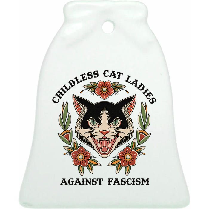 Childless Cat Ladies Against Fascism Ceramic Bell Ornament