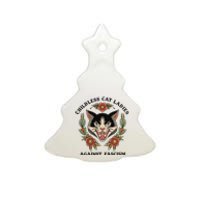 Childless Cat Ladies Against Fascism Ceramic Tree Ornament