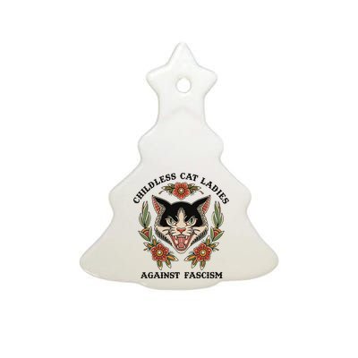 Childless Cat Ladies Against Fascism Ceramic Tree Ornament