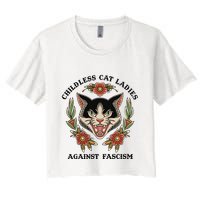Childless Cat Ladies Against Fascism Women's Crop Top Tee